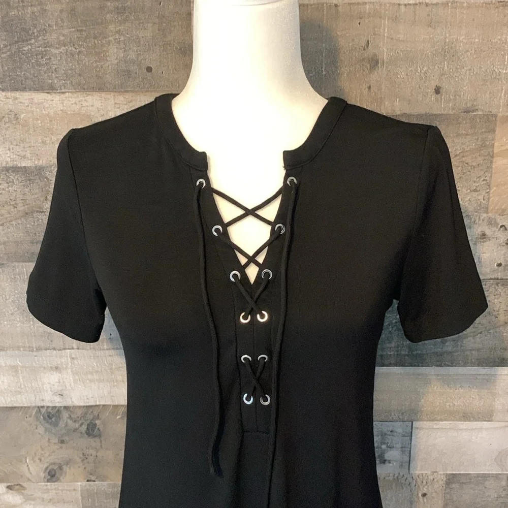White House Black Market Black Dress With Tie Front Size XS - Picture 7 of 16